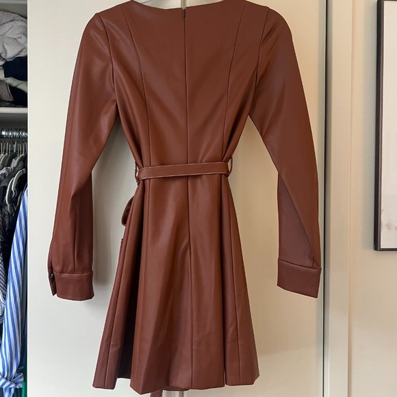 STAUD, Size XS, Oz Dress - Whiskey Vegan Leather - Picture 5 of 5